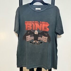 Anine Bing Black Short Sleeve Tee Casual Graphic Shirt